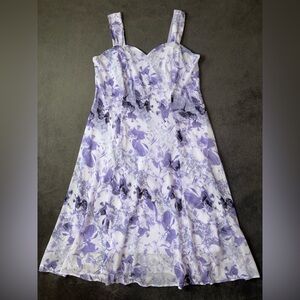 Dress Barn Size 18 Purple Spring Floral Brunch Wedding Baby Shower Midi Dress